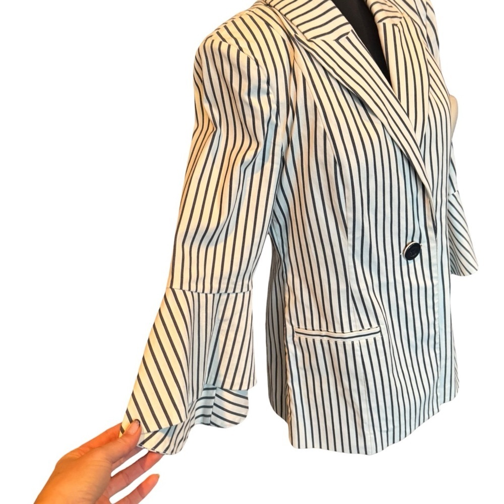 Cabi Striped Flounce Sleeve Blazer Jacket Women’s Size 4 Cottagecore Preppy R3 - Picture 3 of 11